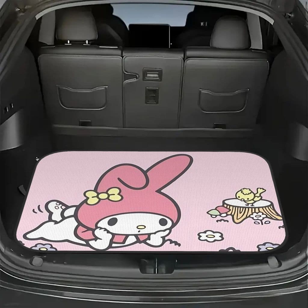 Conjunto de 1 peça de tapete de porta-malas de carro Sanrio Melody, tapete de porta-malas confortável e fácil de limpar,