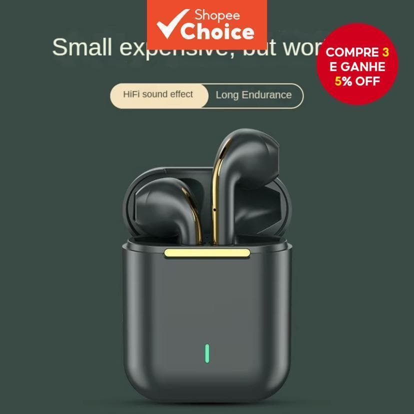 J18 Fone de Ouvido Bluetooth TWS Sem Fio à Prova d'Água IPX4 com Microfone e Caixa de Carregamento para Smartphone