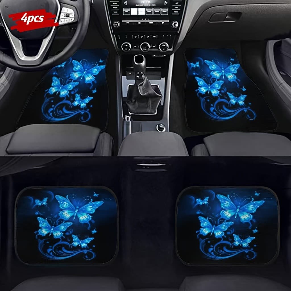 [Venda quente] Conjunto de 4 peças Tapete de carro borboleta elegante - adequado para carros, SUVs, caminhões, tapetes d
