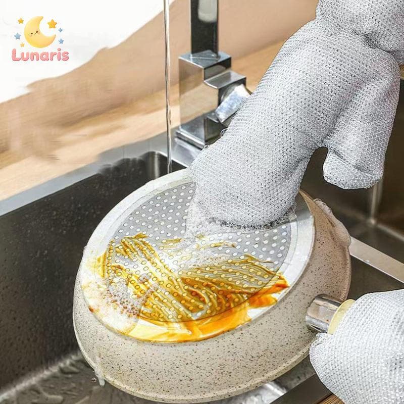 Lunaris 1/2Pcs Luvas De Limpeza Doméstica Fio De Aço Bola Para Lavar Louça Cozinha Escova À Prova D'água Tigela De Óleo