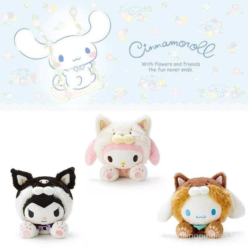 Novo Brinquedo de Pelúcia Kawaii de 28cm Cinnamoroll My Melody Kuromi Boneca Brinquedo de Pelúcia Macio para Meninas Pre