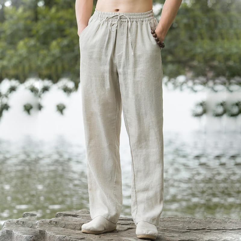 Calças de linho masculinas verão calças finas calças casuais primavera outono solto calças retas 2026 novas calças mascu