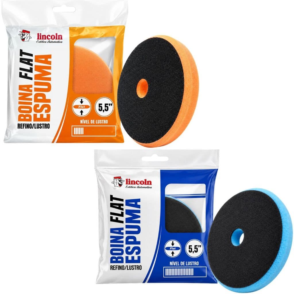 Kit 2 Boina Flat 5,5 Espuma Corte Leve Refino Lustro Lincoln