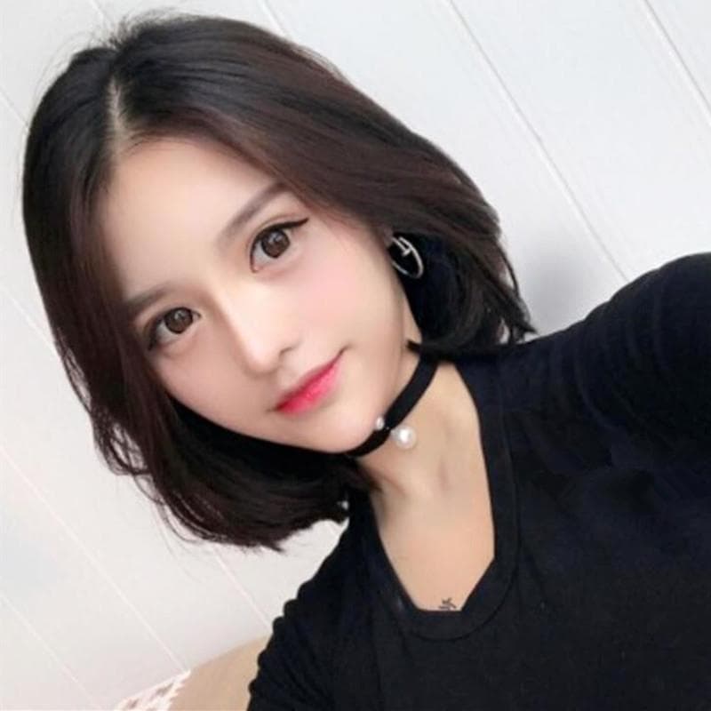 Peruca feminina cabelo curto médio curto cabelo reto versão coreana bobo cabeça sem franja fivela interna curto cabelo r