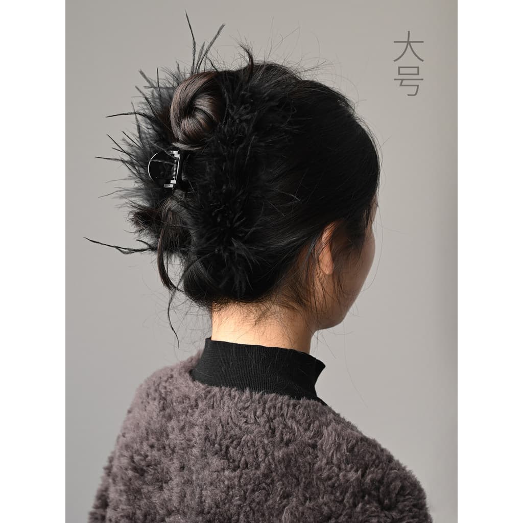 Grampo de cabelo de penas, grampo de cabelo preto, cabeça traseira, tubarão, tamanho grande, médio e pequeno, opcional,