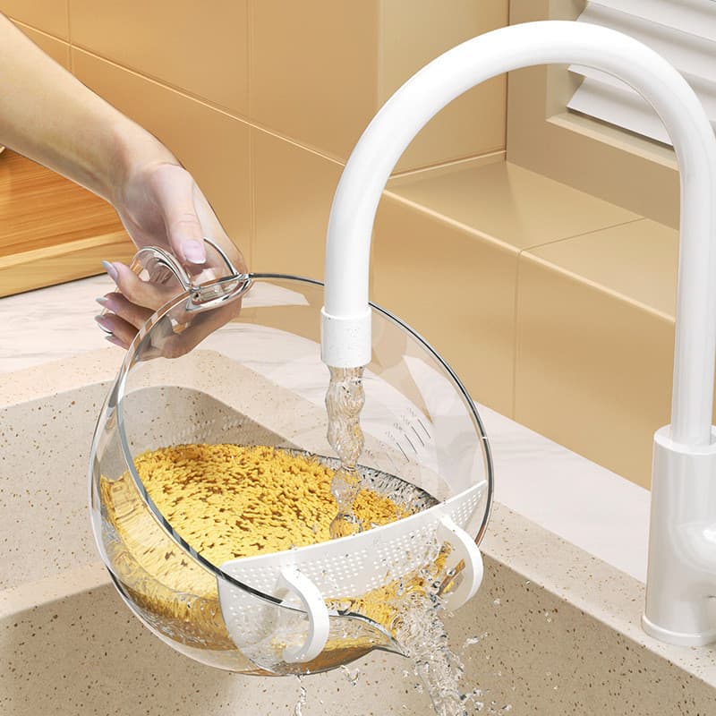 Cesta Taomi Cesta de drenagem de cozinha Multifuncional Lavagem de vegetais Peneira de arroz para lavagem de frutas Novo