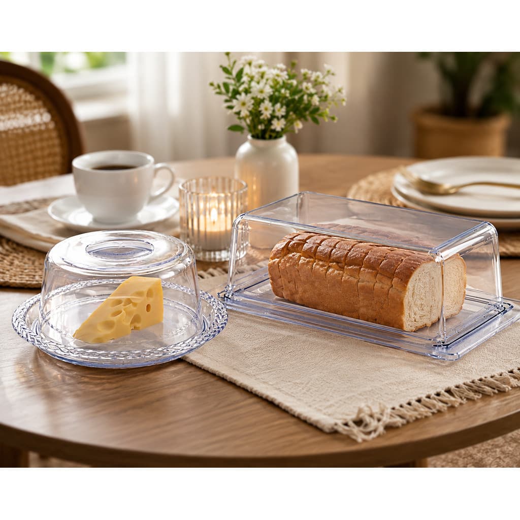 Kit porta Queijo e Porta Pão de Acrílico Linha Premium Keita