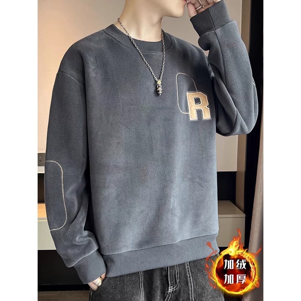 2023 inverno novo estilo quente lã austríaca moletom sem capuz masculino solto Casual confortável à prova de frio em