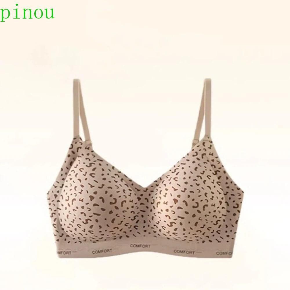 Sutiã Sem Fio Com Estampa De Leopardo PINOU , Rastros Padrão De Grade De Arco Para Mulheres , Roupa Íntima Push Up À Pro