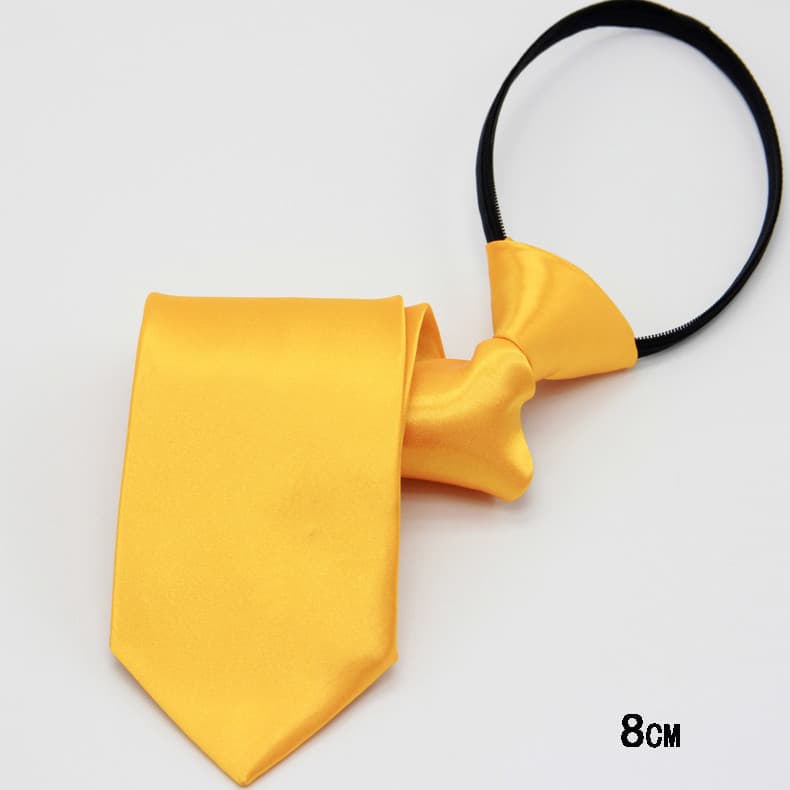 Gravata dourada com zíper, roupa Formal masculina, profissional, negócios, casamento, 8CM, amarela, fácil de puxar, grav