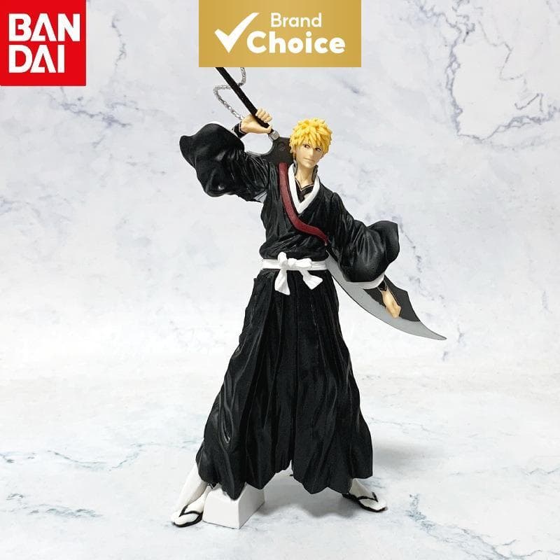 Bandai 21cm Anime Bleach Figure Kurosaki Ichigo Aizen Figurine Statue Model PVC Collection Desktop Decoração Action