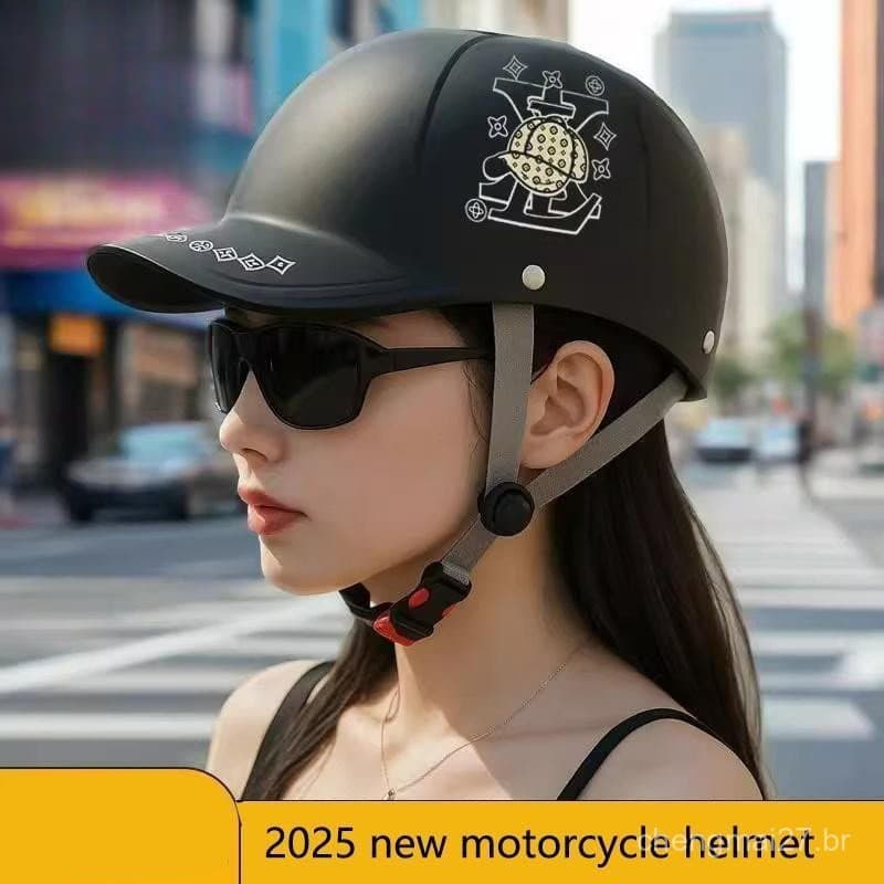 Capacete de Motocicleta Open Face AYellowgod Estilo Baseball para Cafe Racer, Chopper, Scooter, Capacete de Segurança H0