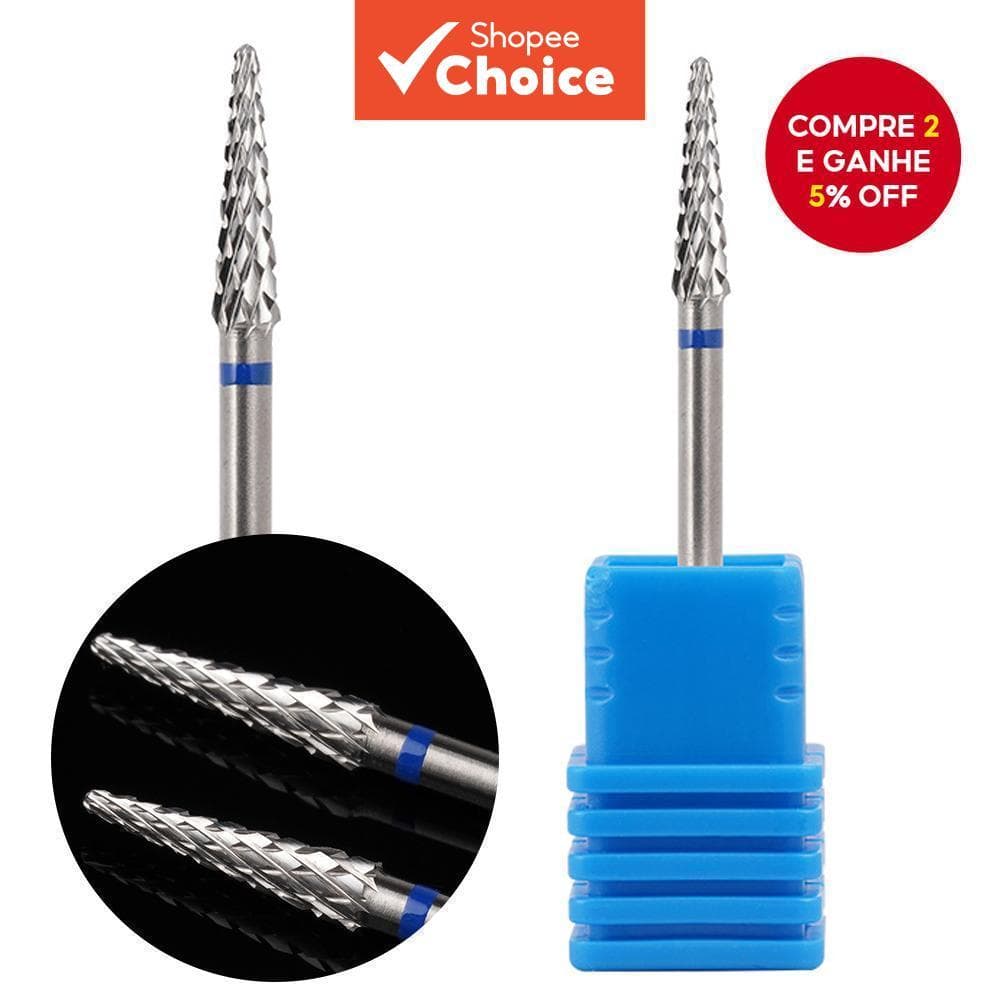Broca de Unhas para Gel Removedor de Cutículas 3/32 Cone Pequeno Limpeza Grão Médio Carboneto para Lixadeiras