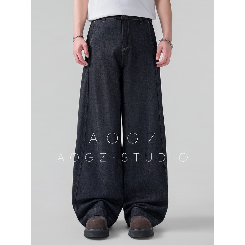 AOGZ Original vaca Jeans das mulheres dos homens verão Retro solto lavado em linha reta estilo americano calças de chão