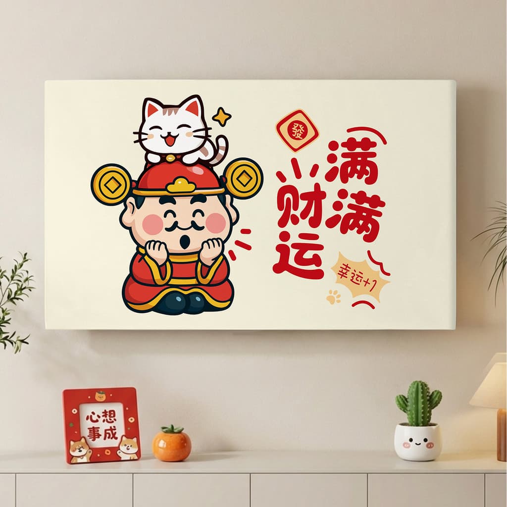 Novo estilo tv anti-poeira capa novo estilo chinês elástico All-Inclusive dos desenhos animados tecido capa toalha fixad