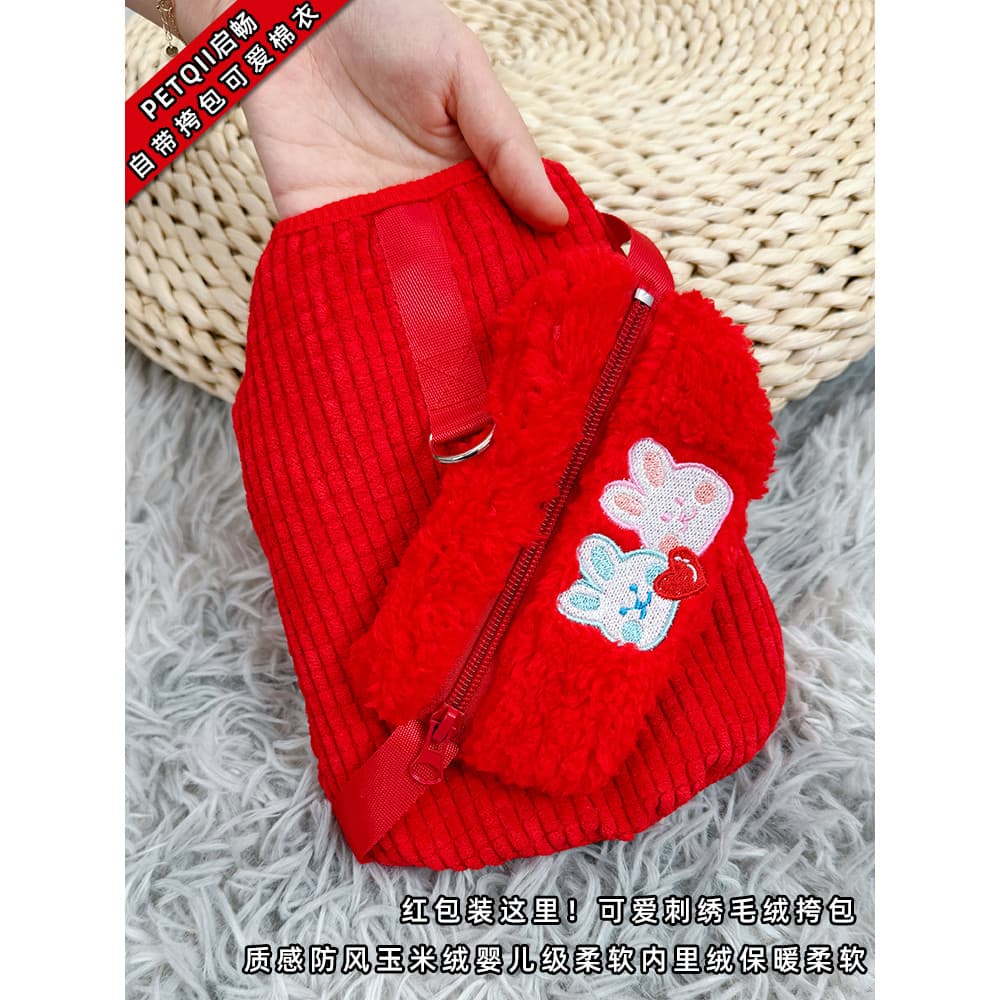 Cão roupas de ano novo outono inverno gato festivo casaco de algodão engrossado quente filhote de cachorro inverno Teddy