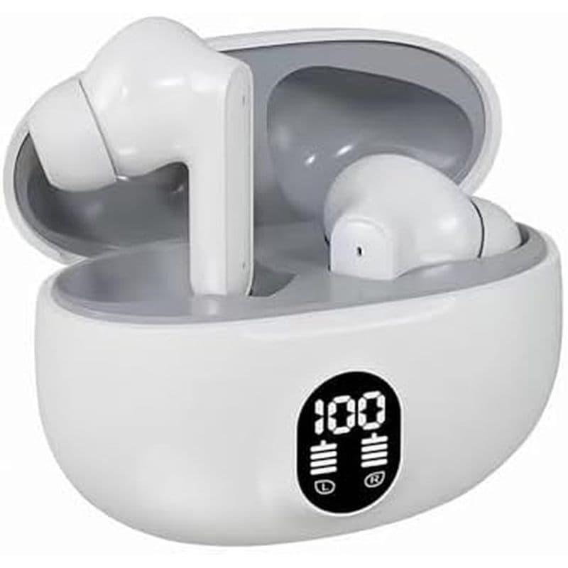 Fones De Ouvido Sem Fio Bluetooth 5.4 Com Reprodução De 60 Horas , Estojo De Carregamento Display De Energia LED , Micro