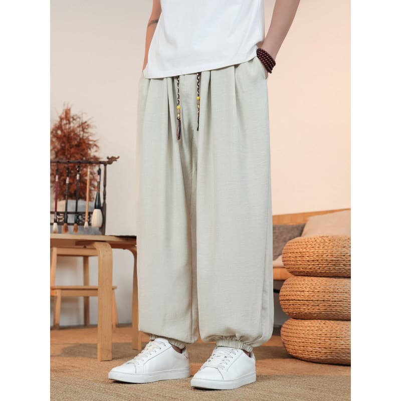Calças estilo chinês soltas tamanho grande Casual calças de perna larga verão estilo fino novo estilo chinês Leggings Bl