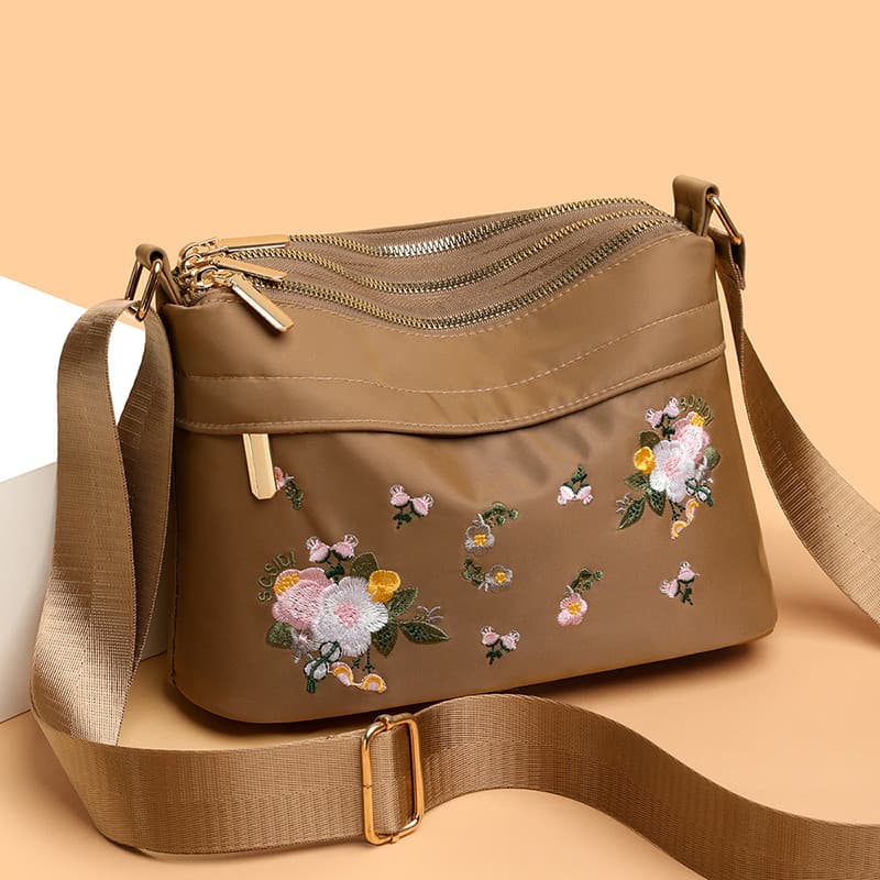 2025 novo estilo multi-camada bolsa de ombro senhoras bordado Cross-corpo Casual moda pequena mochila multi-camada de me