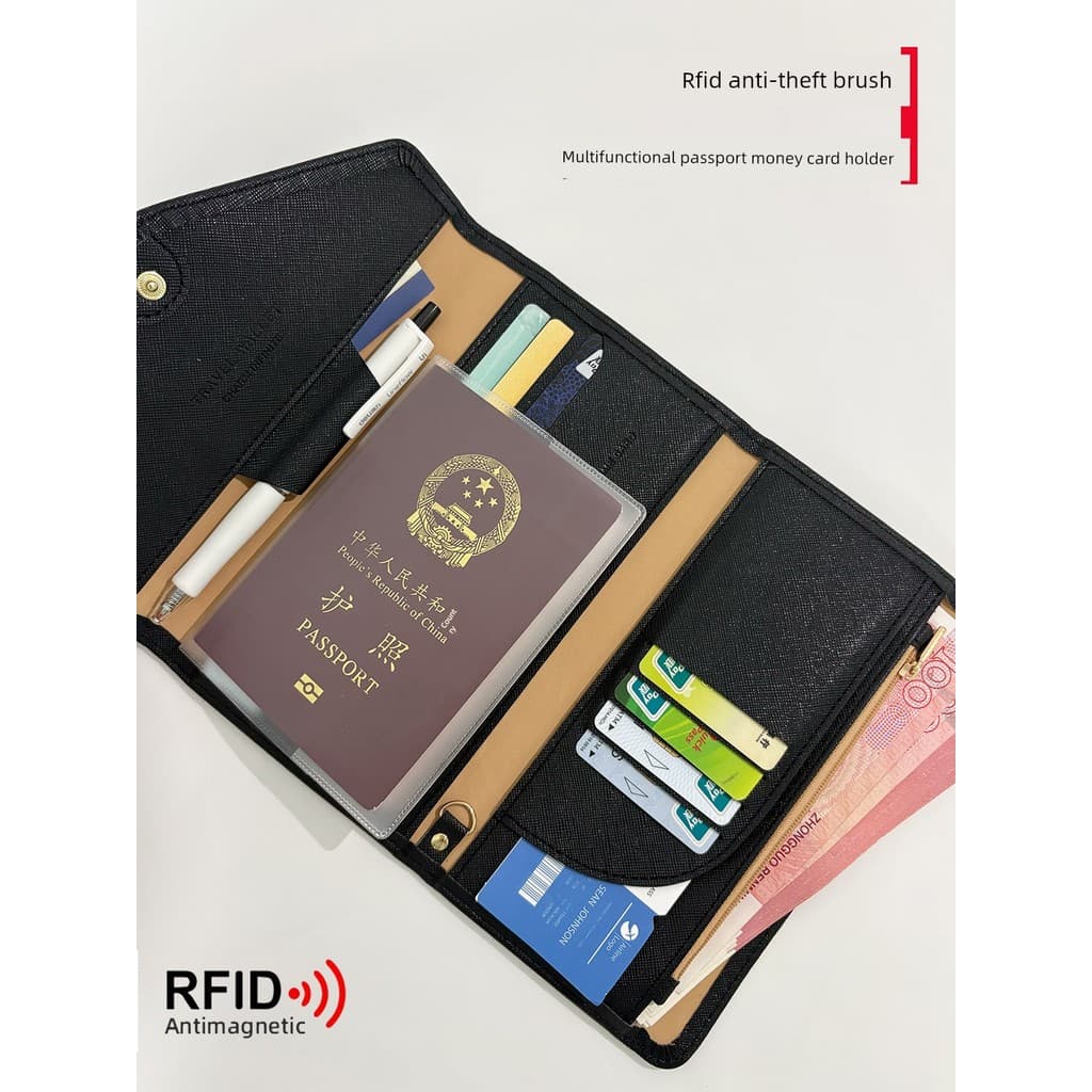 carteira masculina carteira masculina com ziper Titular do passaporte carteira titular do cartão tudo-em-um multifuncion