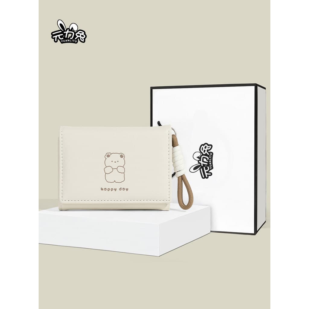 carteira feminina carteira femenina Yuanli coelho bonito urso curto moeda bolsa feminina 2026 novo estilo moda estudante
