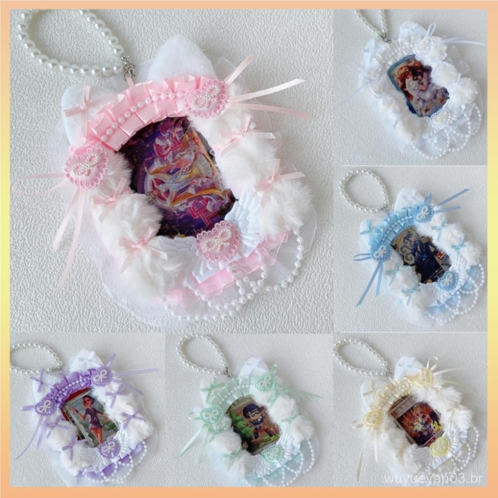 Protetor Anime Itabag Display Versátil Fita Arco Porta-Cartões Requintado De Renda De Pelúcia Para Acesso Armazenamento