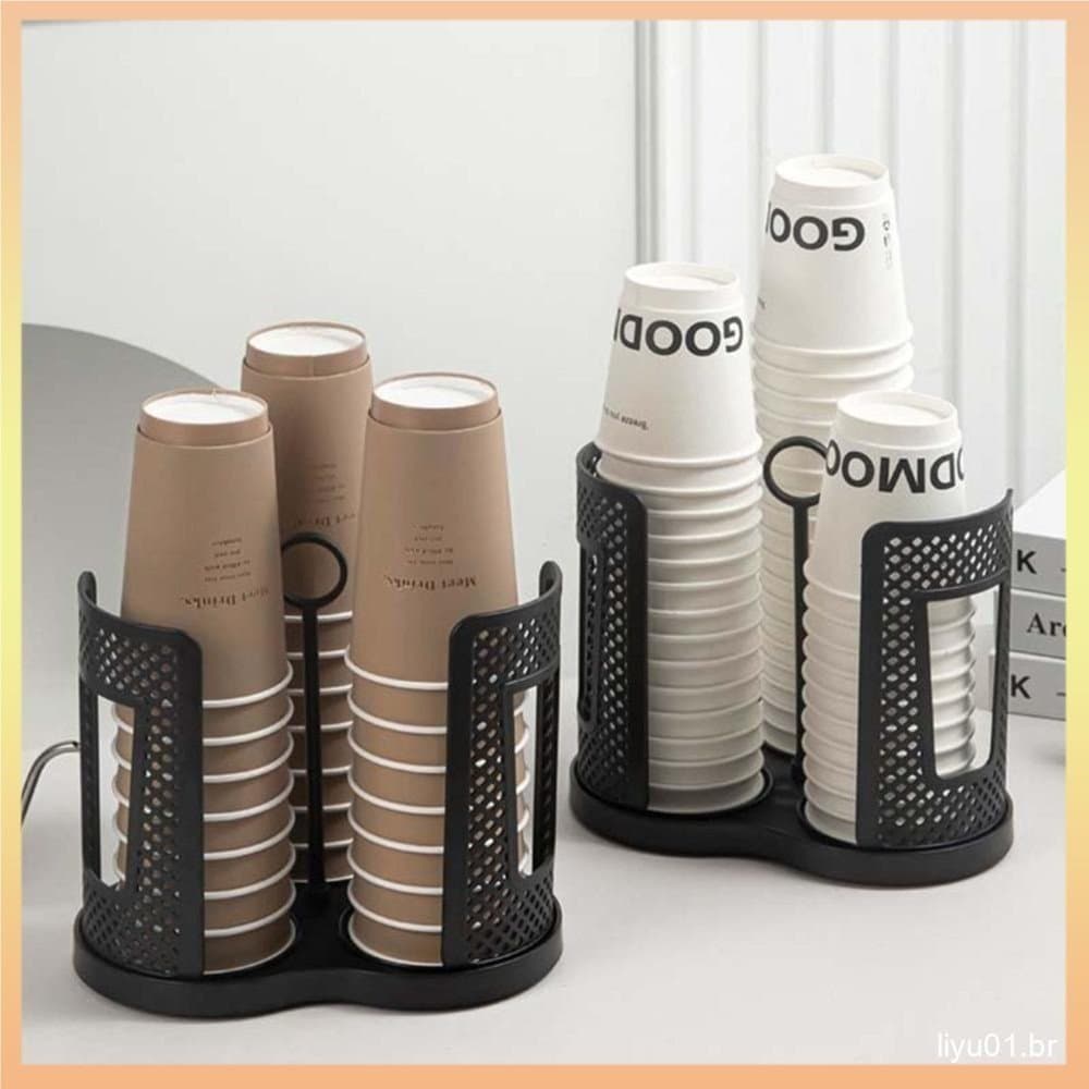 Rack De Armazenamento De Copo De Café Antiderrapante , Giratório E Tampa , Plástico De Grande Capacidade Para Estação ,