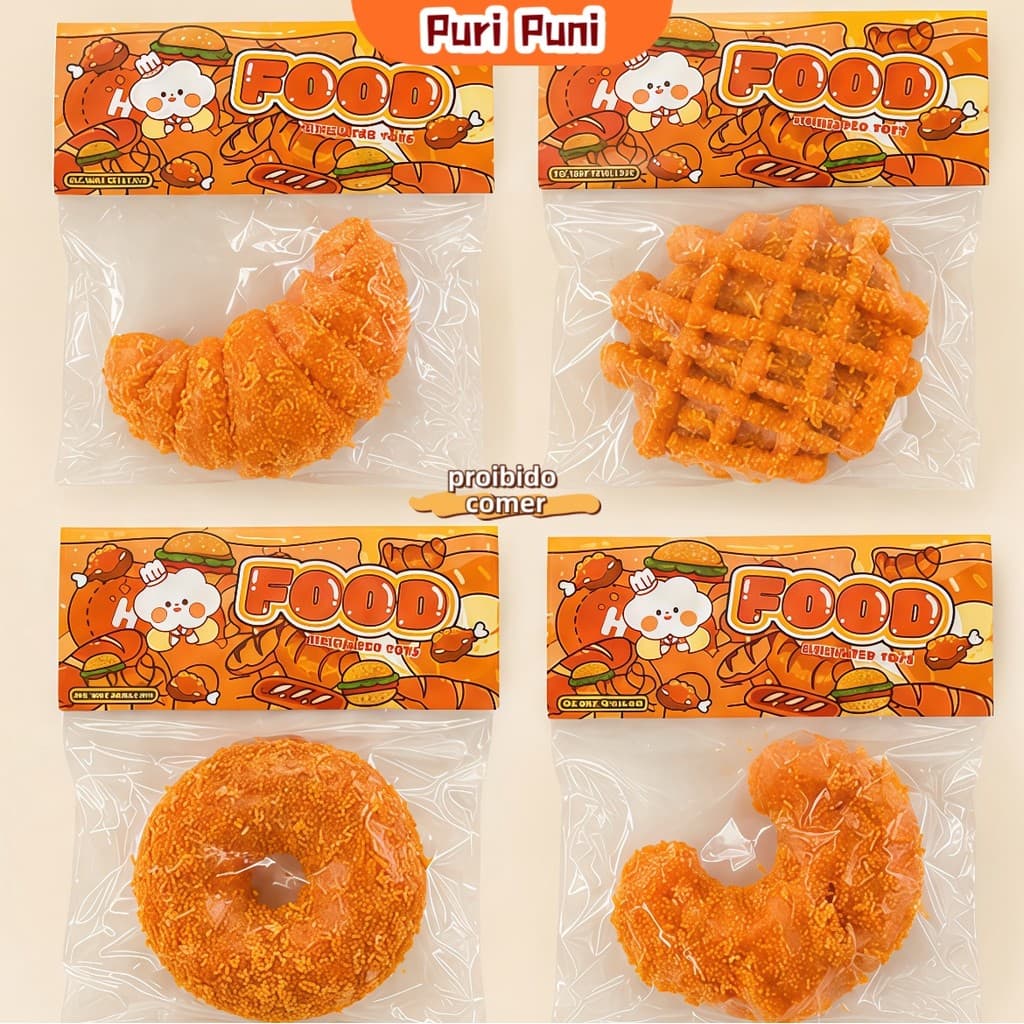 Brinquedo de Apertar Waffle e Coxinha Frita – Detalhes Fiéis, Toque Crocante e Suave