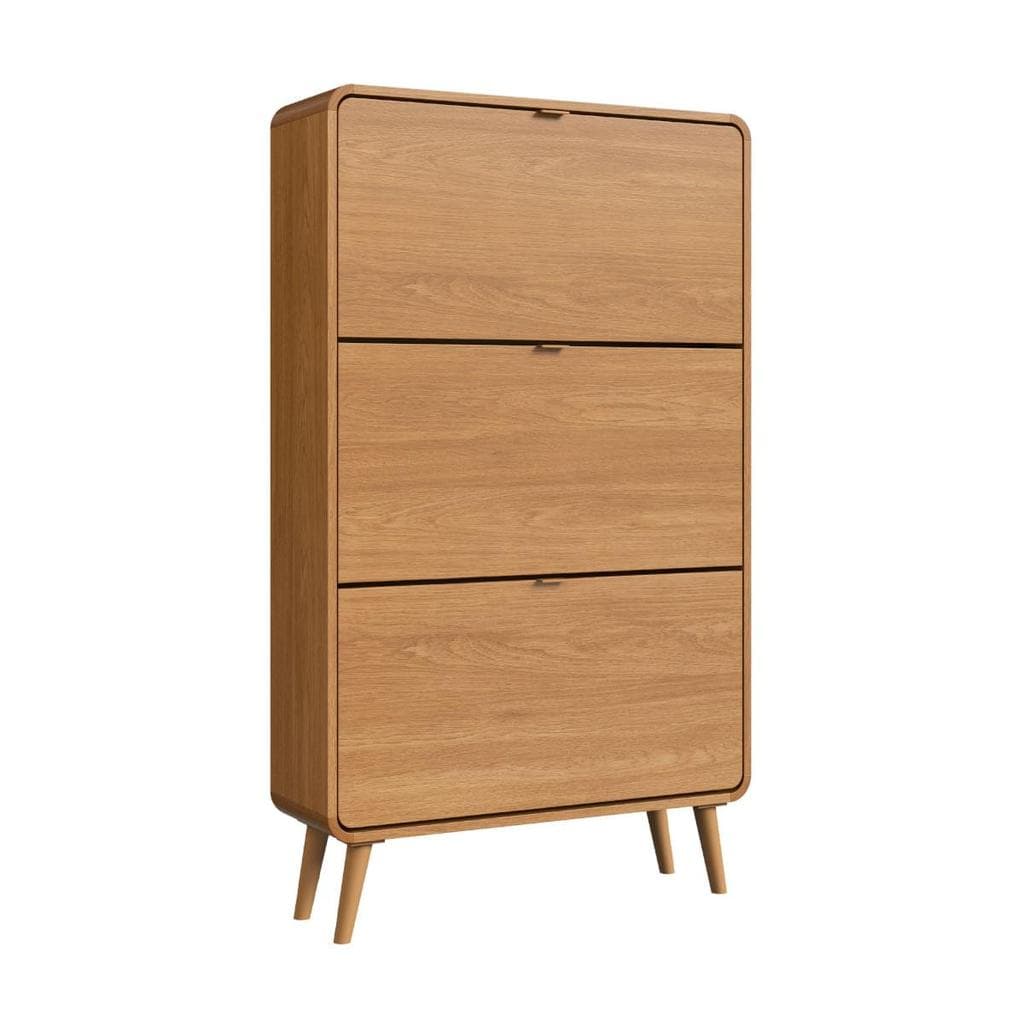 Sapateira 3 Portas Basculantes Curve Carvalho Xingu 130x76x24 cm Completa Móveis