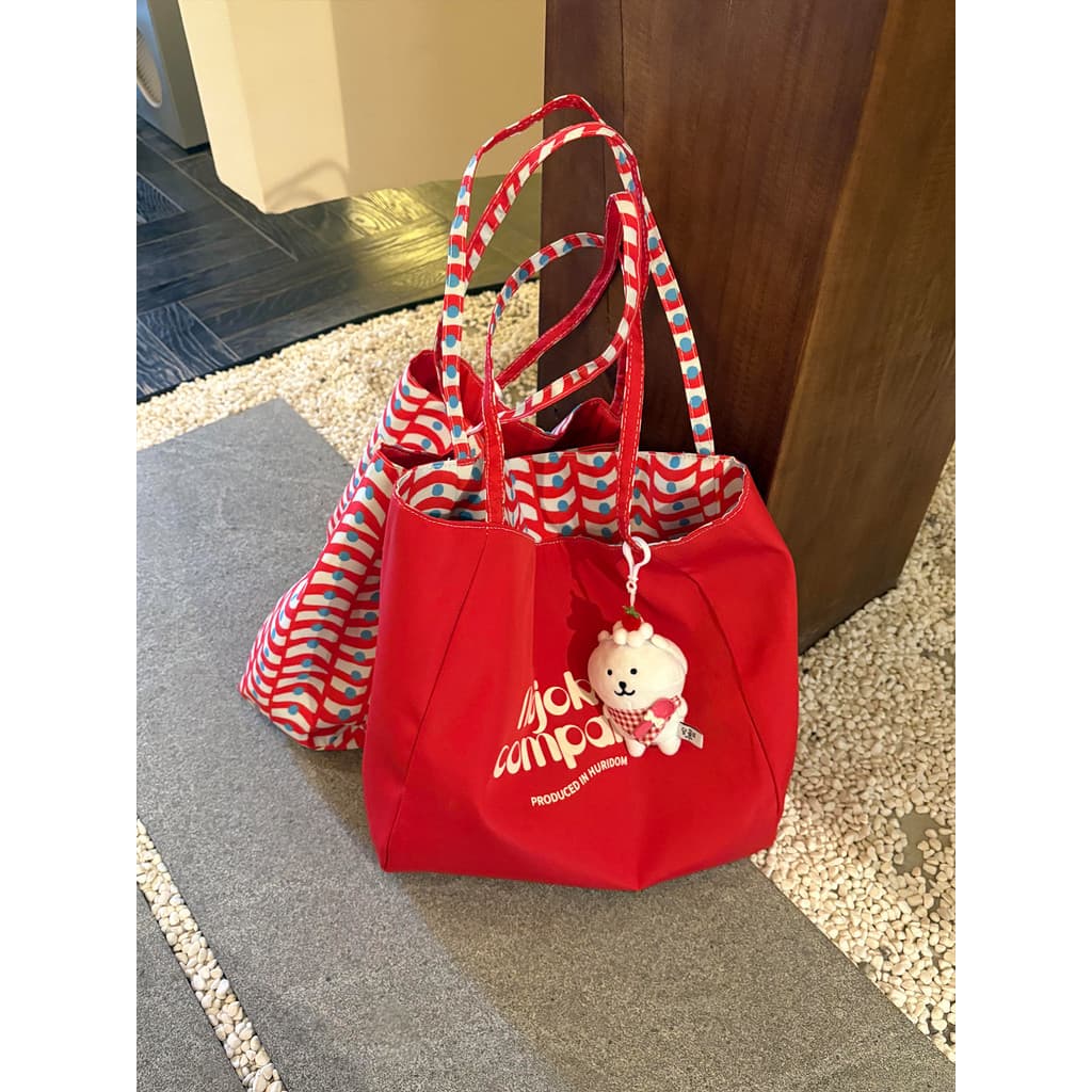 bolsa feminina Bolsa 2025 novo estilo contraste cor sacola grande capacidade dupla face bolsa de lona passeio Commuter p