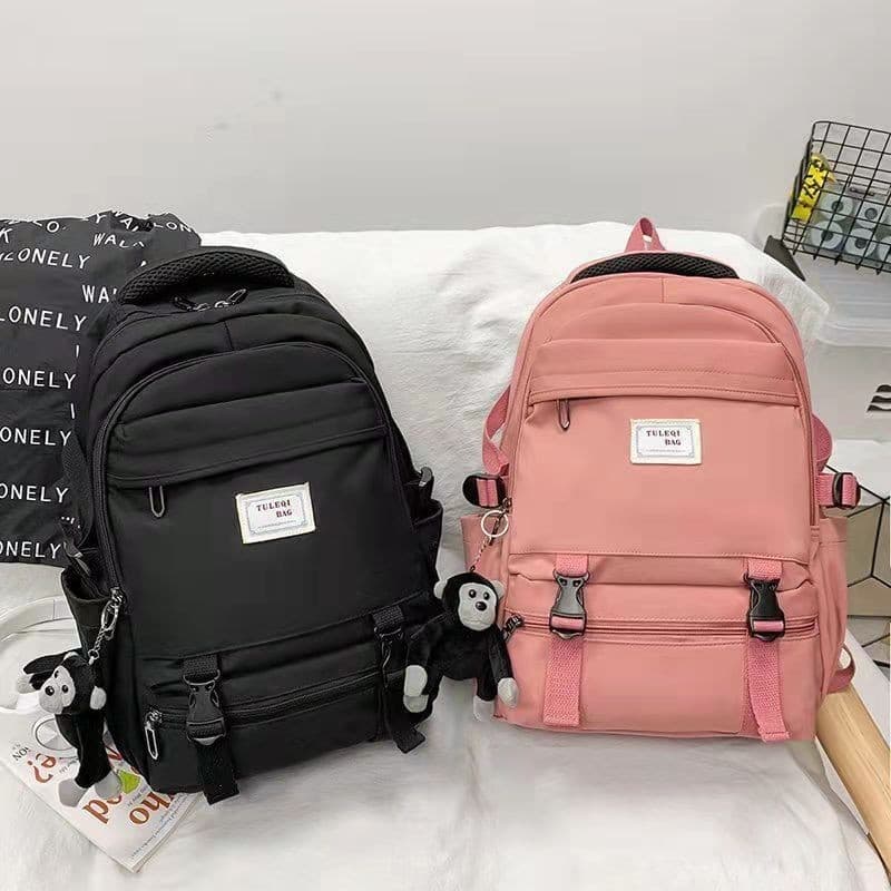 Mochila feminina grande Nylon impermeável escolar faculdade Sem pingente
