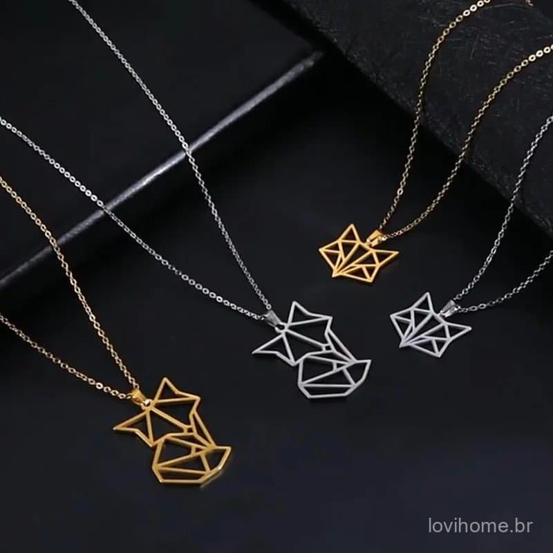 Colar com Pingente de Raposa em Aço Inoxidável Dourado Skyrim, Joia de Animal, Acessório de Corrente para Mulheres, Pres