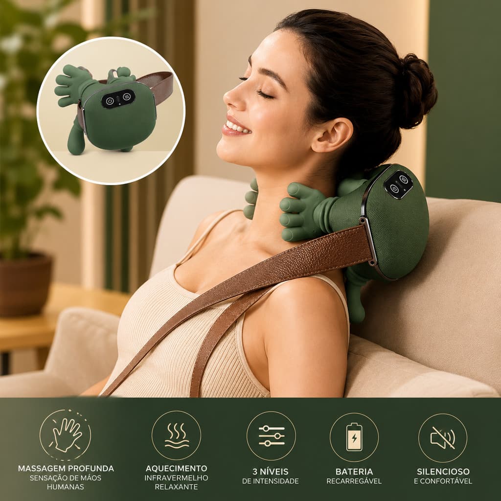 Massageador Elétrico Para Pescoço Cervical Costa Recarregável Infravermelho 3 Modos
