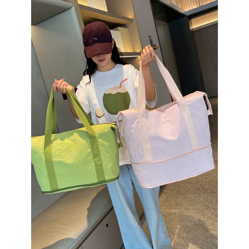 Bolsa de viagem com separação seca e úmida, à prova d'água, estendida, leve, bolsa feminina, bolsa de armazenamento, via