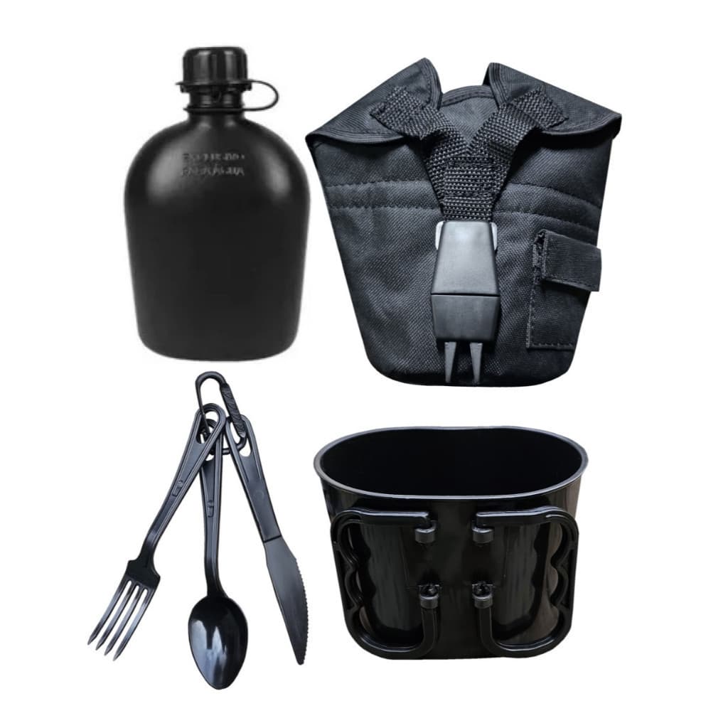 Kit River Cantil + Porta Cantil + Talher + Caneca Preto