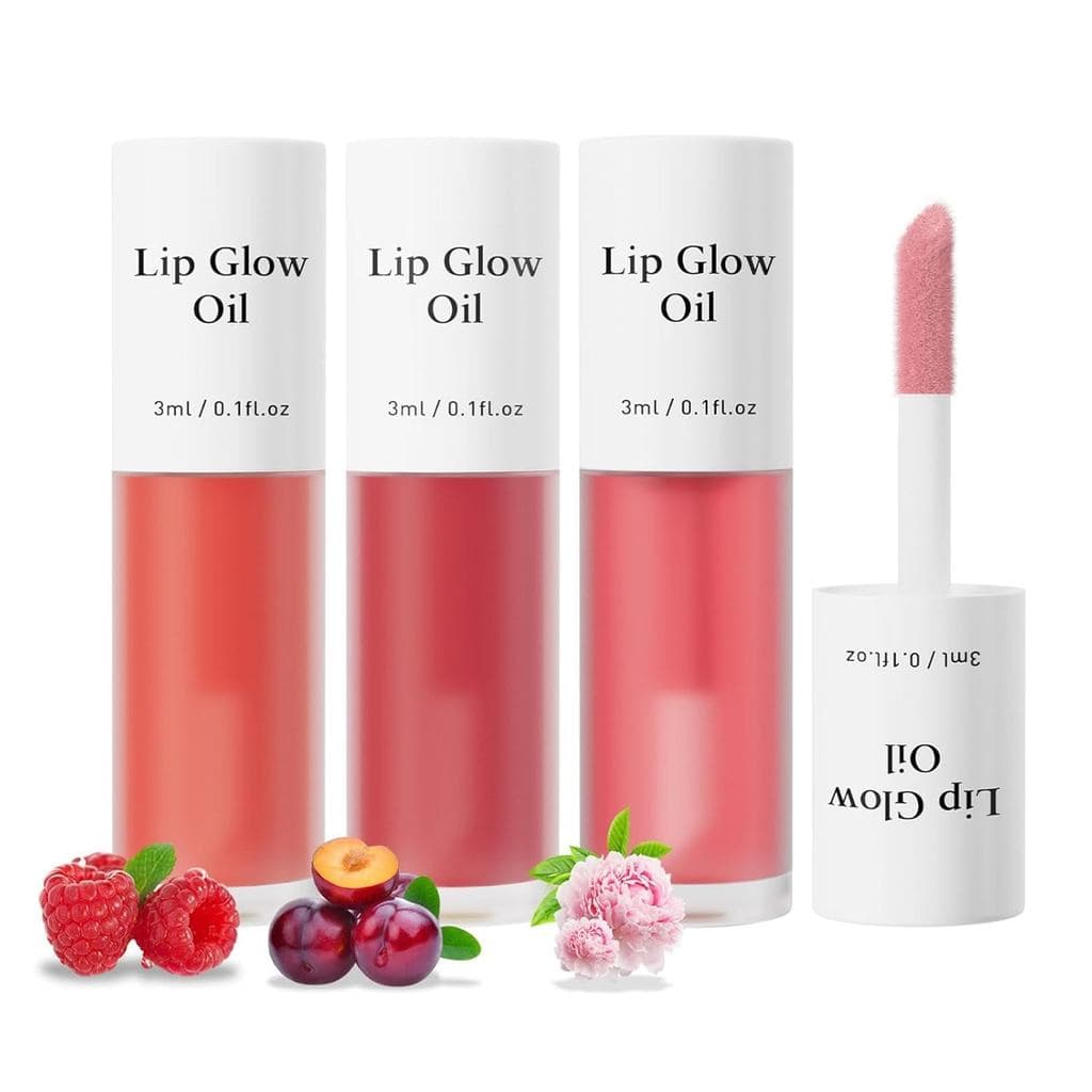 Óleo Labial Colorido, Óleo Labial Coreano, Efeito Volumizador, Óleo Labial com Alto Brilho e Sabor Frutado, Óleo Labial