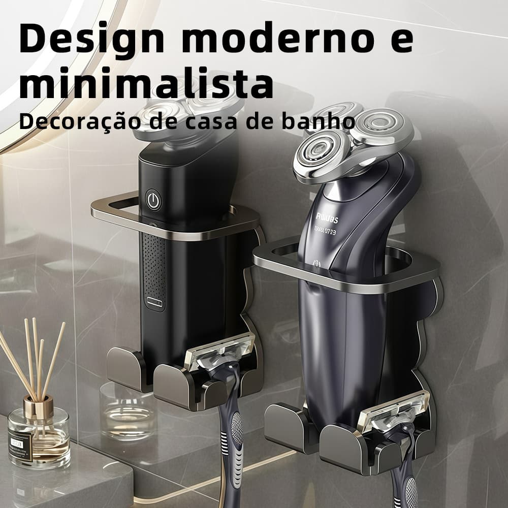 Suporte para Barbeador de Parede para Banheiro Organizador Compacto Forte e Resistente Suporte para Barbeador Elétrico