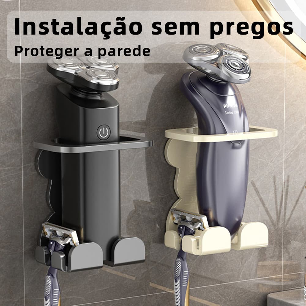 Suporte para Barbeador de Parede para Banheiro Organizador Prático Resistente e Durável Suporte para Barbeador Elétrico