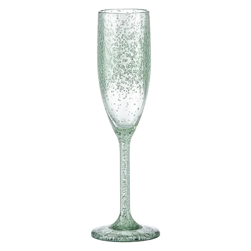 Taça Champagne Acrílico Bolhas Degradê Verde 296ml