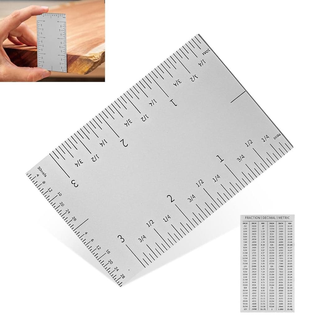 3'' Pocket Rule Tool, Durable Stainless Square Edged Precision Ruler, Versatile & Matte Finish Woodworking Rulers w/Grad