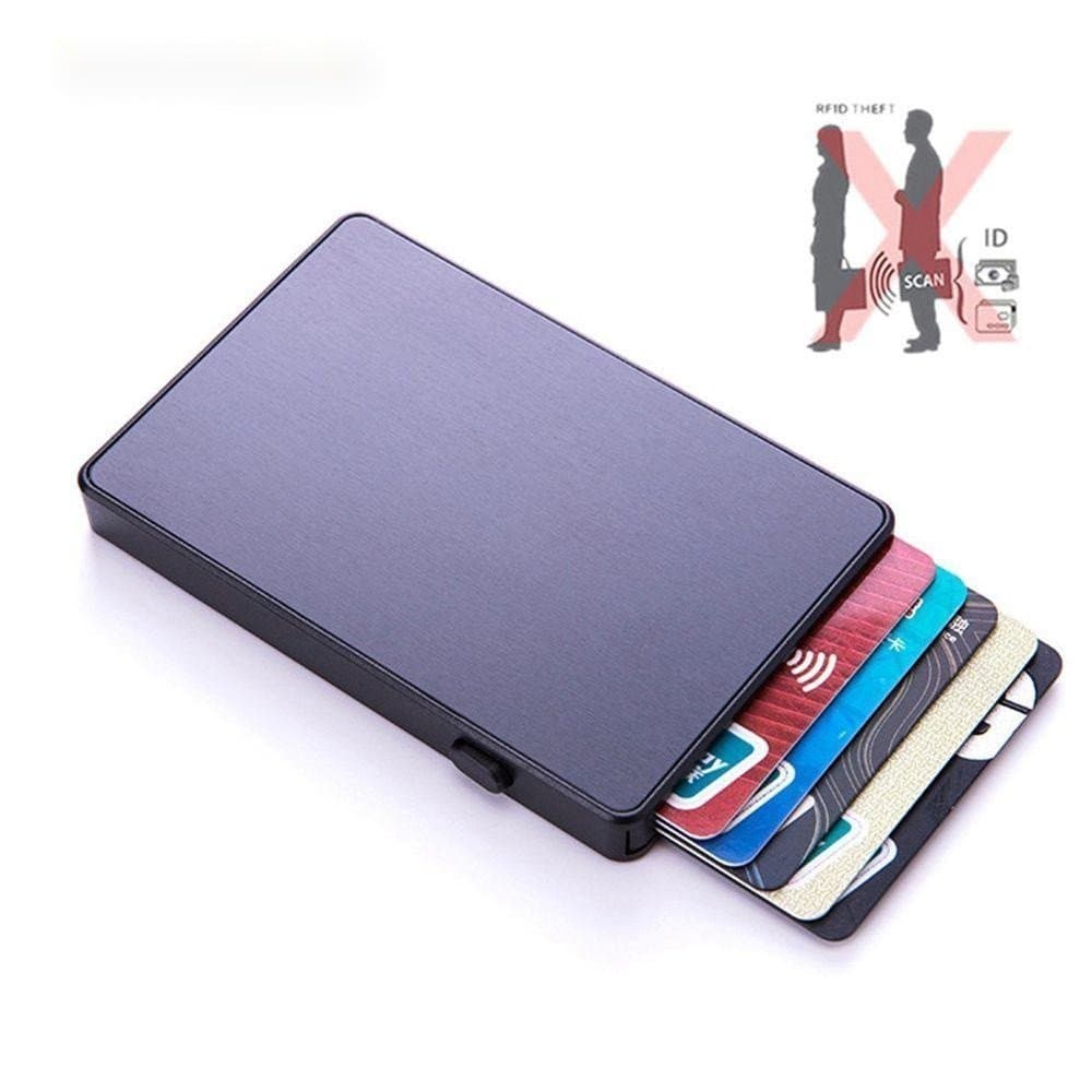 Capa De Cartão Anti-Roubo Smart Rfid Card Case Porta Carteira De Alumínio Liga Protetor Automático De Cadeado De Crédito