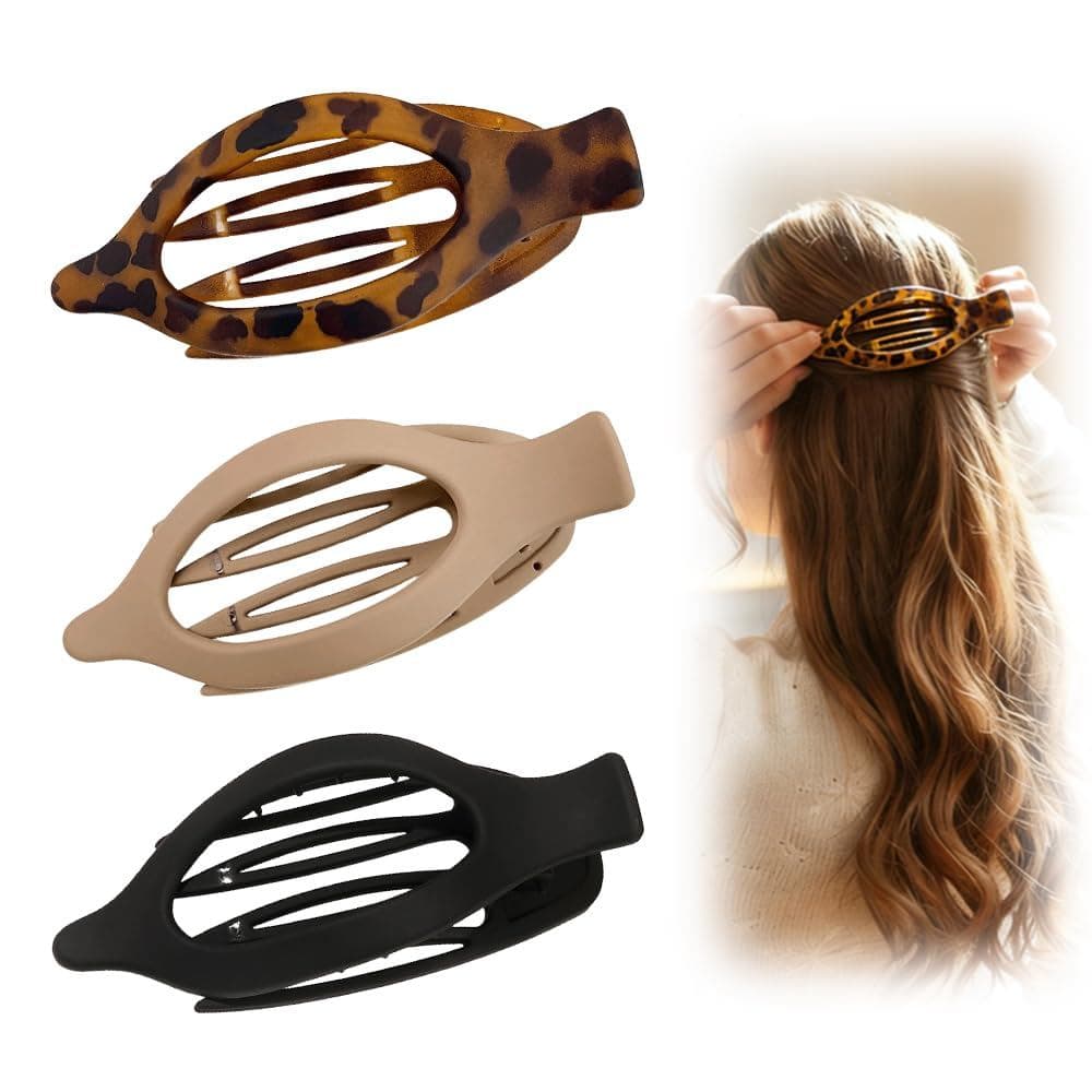 Conjunto de 3 peças de presilhas de cabelo planas, modelo novo 2026, presilhas de garra planas, adequadas para cabelos g