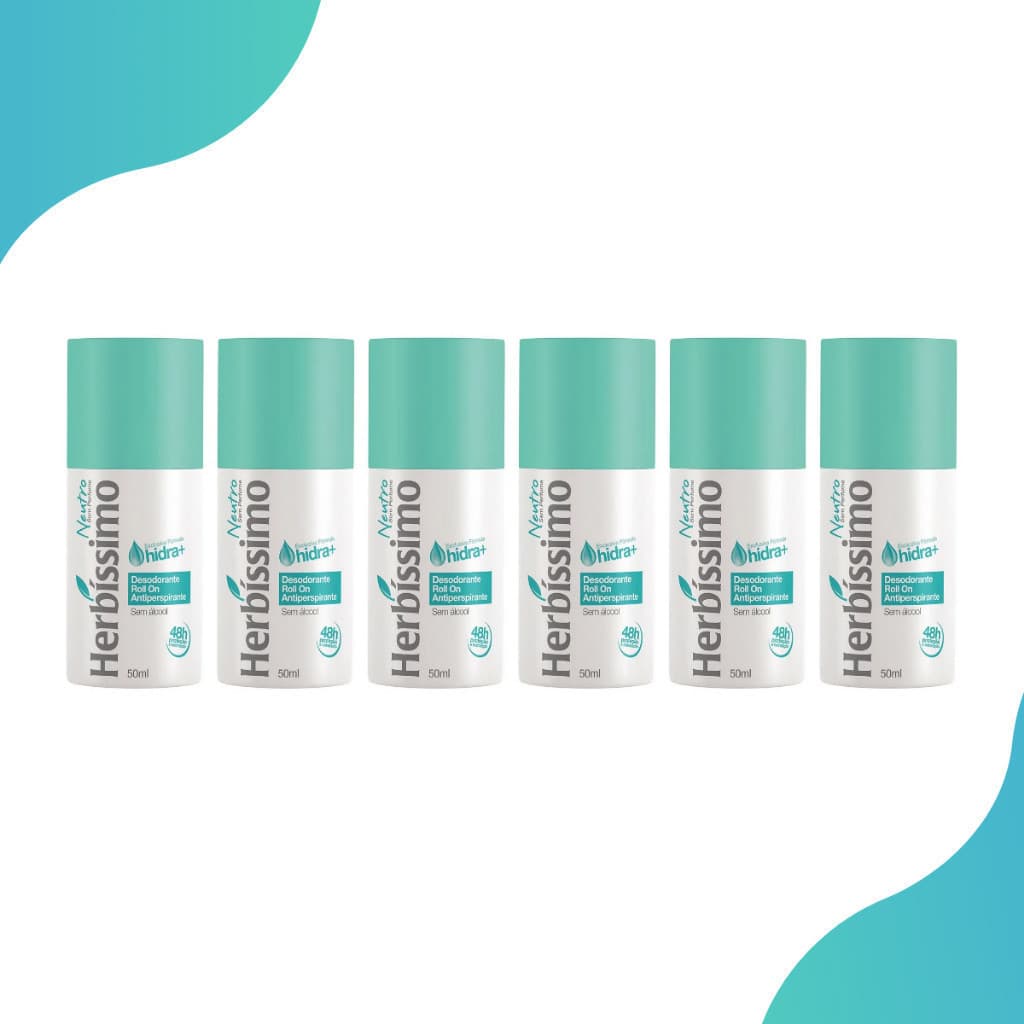 Kit 6 Desodorante Roll on Herbíssimo Neutro 55g (Protege até 48HR)