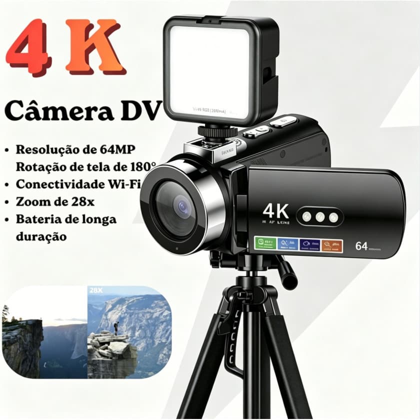 Câmera Digital HD 1080P 16MP Zoom 16x Portátil com Bateria Integrada para Viagens