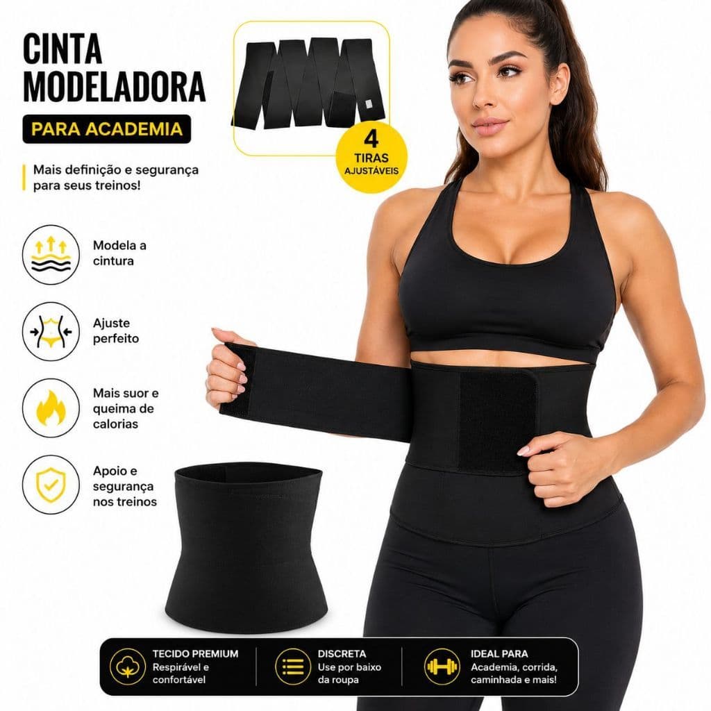 Cinta Modeladora Feminina Alta Compressão Abdominal 5m/3m Não Enrola Redutora De Medidas Pós Parto Ajustável Plus Size