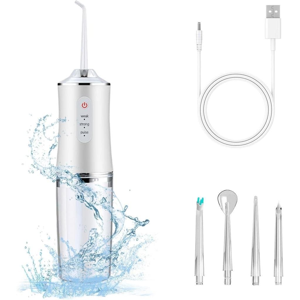 Irrigador Oral Elétrico Sem Fio para Dentes, 3 Modos, 4 Pontas de Jato, Limpeza e Flossing, Irrigador Dental Portátil, R