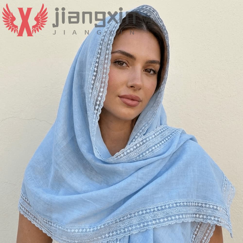 Lenço De Seda Quadrado JIANGXIN , Bandana De Poliéster De Cor Sólida , Xales De Renda E Hijab