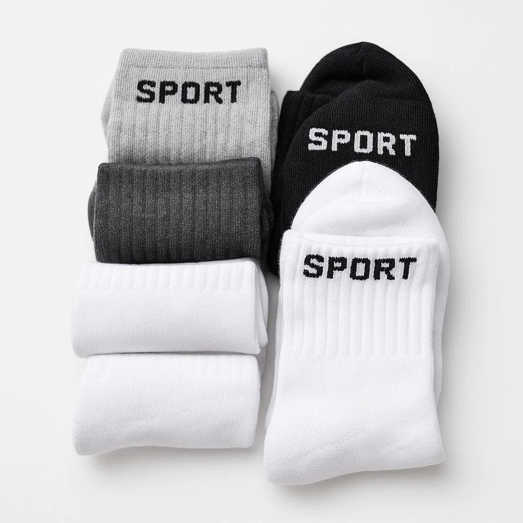 Kit 6 Pares Meias Sport Cano Alto Adulto Algodão Atoalhado Confortável 37-43