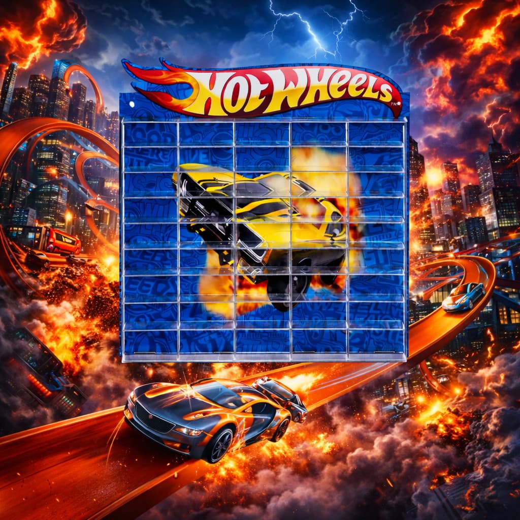 Estante Porta Hot Wheels azul Para 50 Carrinhos Mdf Adesivado
