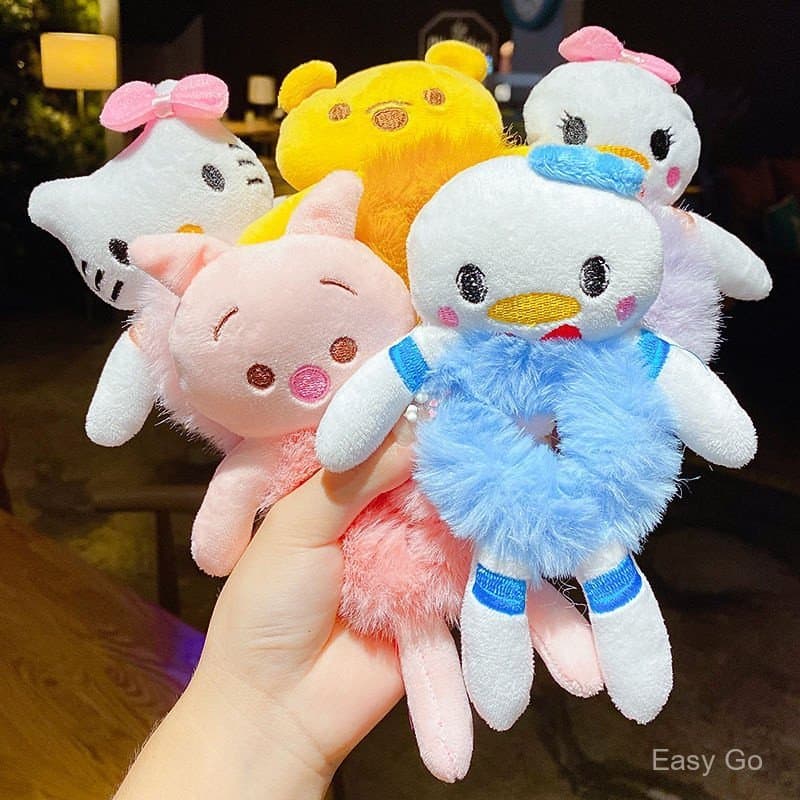 Laço De Cabelo De Pelúcia Cartoon , Corda , Acessórios Intestino Grande Para Meninas , Cabeça De Bola Infantil Nova